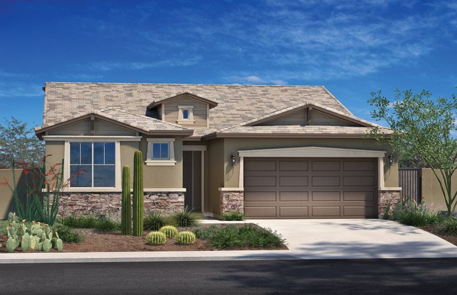Representative exterior photo of a completed home built from the 2138 by Homes by Towne in Windrose V, Waddell, AZ (Image 3).