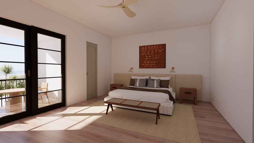 Primary bedroom rendering Primary bedroom rendering