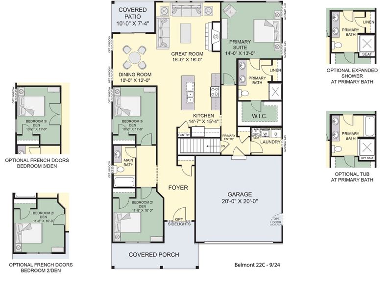 2D floor plan layout for the The Belmont by Forbes Capretto Homes in Fieldstream Estates, Lancaster, NY (Image 3).