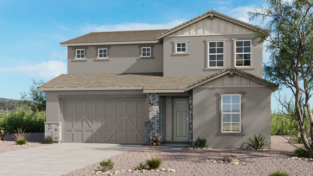 Representative exterior photo of a completed home built from the Legacy by Taylor Morrison in Saddleback, Peoria, AZ (Image 4). Representative exterior photo of a completed home built from the Legacy by Taylor Morrison in Saddleback, Peoria, AZ (Image 4).