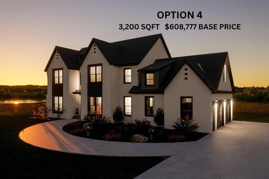 BUILD OPTION 4 View of front facade with concrete driveway and brick siding