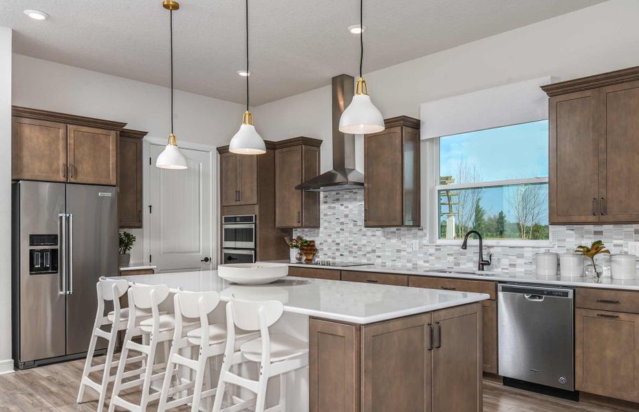 Open-Concept Kitchen with Island with modern appli