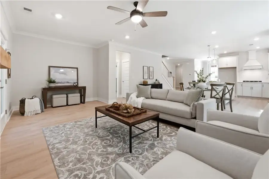 Smooth wood floors flow seamlessly through this op
