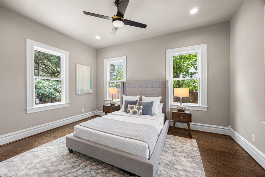 1st floor bedroom. Accents that are hard to appreciate in pictures but present in this home include true wood trim throughout, oak hardwoods, double pane Jeld-Wen windows. 1st floor bedroom. Accents that are hard to appreciate in pictures but present in this home include true wood trim throughout, oak hardwoods, double pane Jeld-Wen windows.