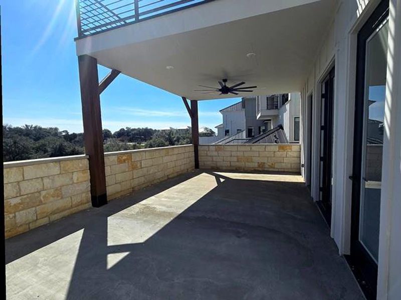 View of patio / terrace featuring ceiling fan