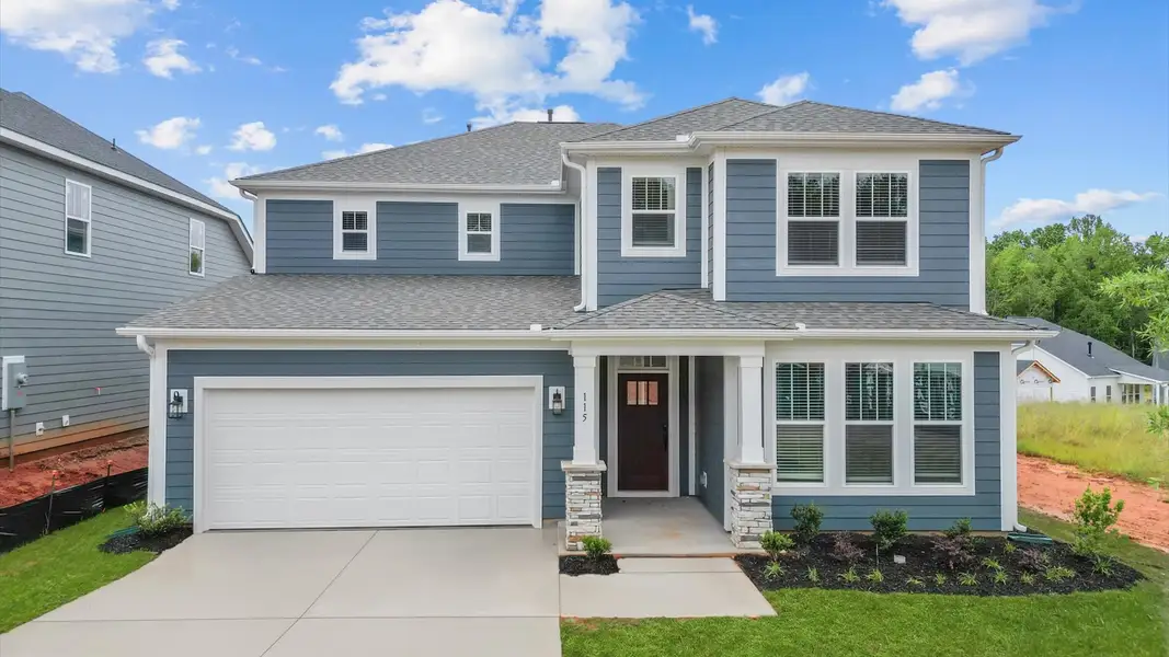 Representative exterior photo of a completed home built from the Drayton by DRB Homes in Pelham Crossing, Greenville, SC (Image 1).