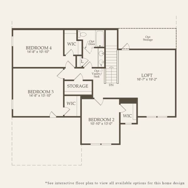 2D floor plan layout for the Vanderbilt by Pulte Homes in Fishers Wood, Columbia, SC (Image 5).