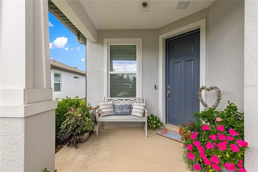 Exterior details and patio area of a home in Del Webb Stone Creek, Ocala (Image 24).