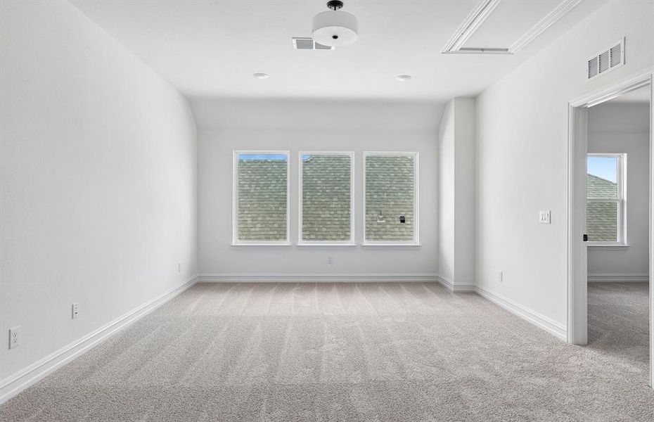Game room with large windows