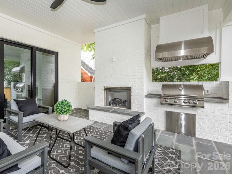 Covered porch accessed from living room