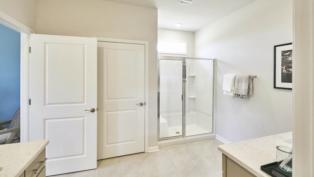 Furnished interior view inside a new home in The Villas at Kinsley, Jamestown (Image 21). Furnished interior view inside a new home in The Villas at Kinsley, Jamestown (Image 21).