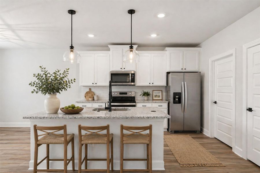 Kitchen with breakfast bar - digitally enhanced