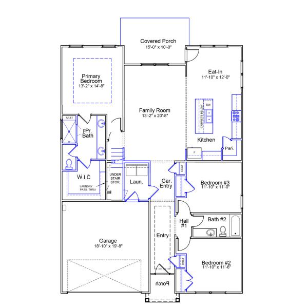 2D floor plan layout of this home in Grand Park, Leland, NC (Image 3).