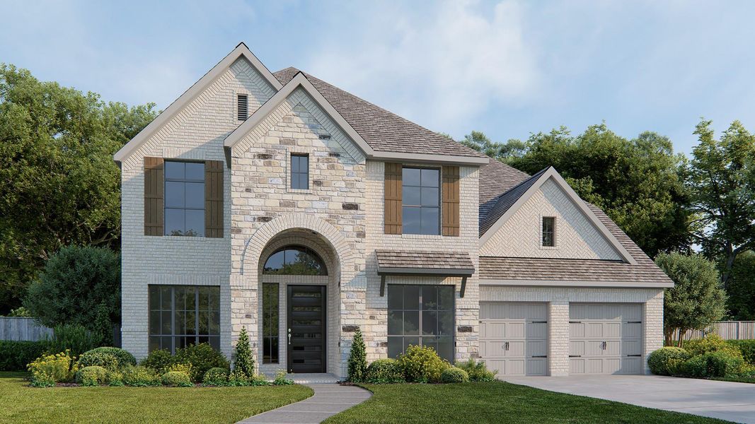 Front exterior of a new home in Jubilee, Hockley, TX, highlighting curb appeal (Image 1). Front exterior of a new home in Jubilee, Hockley, TX, highlighting curb appeal (Image 1).