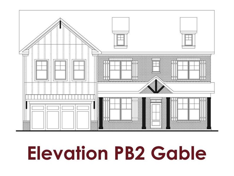 Exterior rendering of this home design in Rosewood Lake Estates, Hoschton, GA (Image 5).