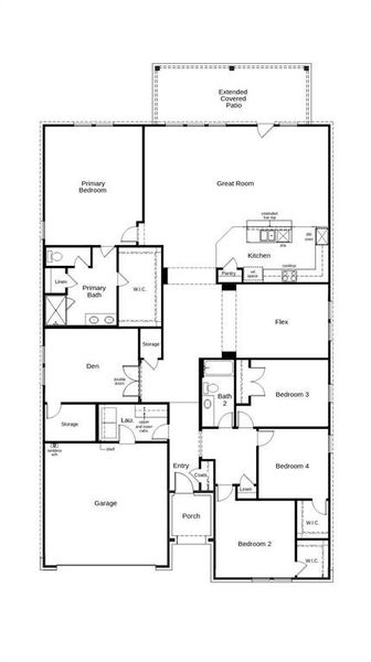 2D floor plan layout of this home in Sierra Vista at Kelly Ranch, Aledo, TX (Image 4).