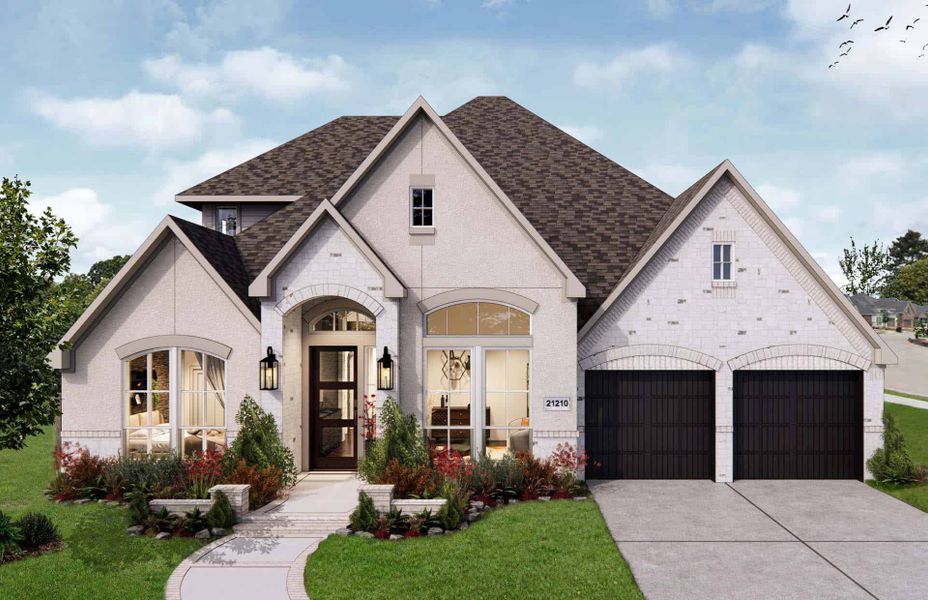 Representative exterior photo of a completed home built from the 3546 by Ravenna Homes in Cross Creek West, Fulshear, TX (Image 1). Representative exterior photo of a completed home built from the 3546 by Ravenna Homes in Cross Creek West, Fulshear, TX (Image 1).