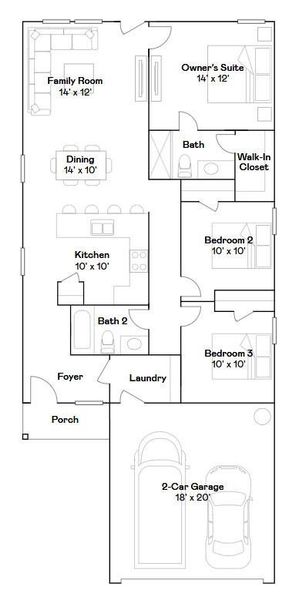 2D floor plan layout of this home in Santa Fe Village, Cleveland, TX (Image 3).