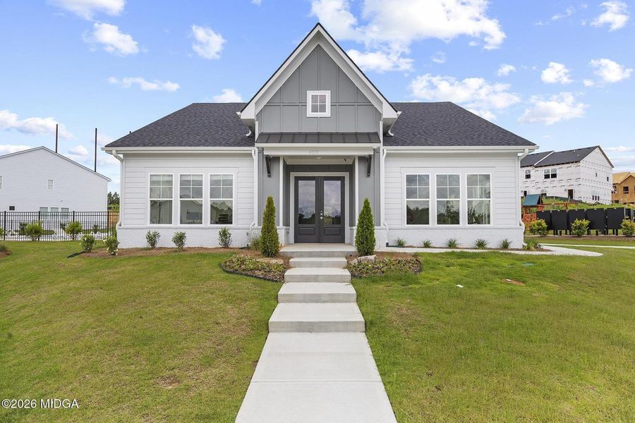 Front exterior of a new home in Highland Pointe, Macon, GA, highlighting curb appeal (Image 2). Front exterior of a new home in Highland Pointe, Macon, GA, highlighting curb appeal (Image 2).
