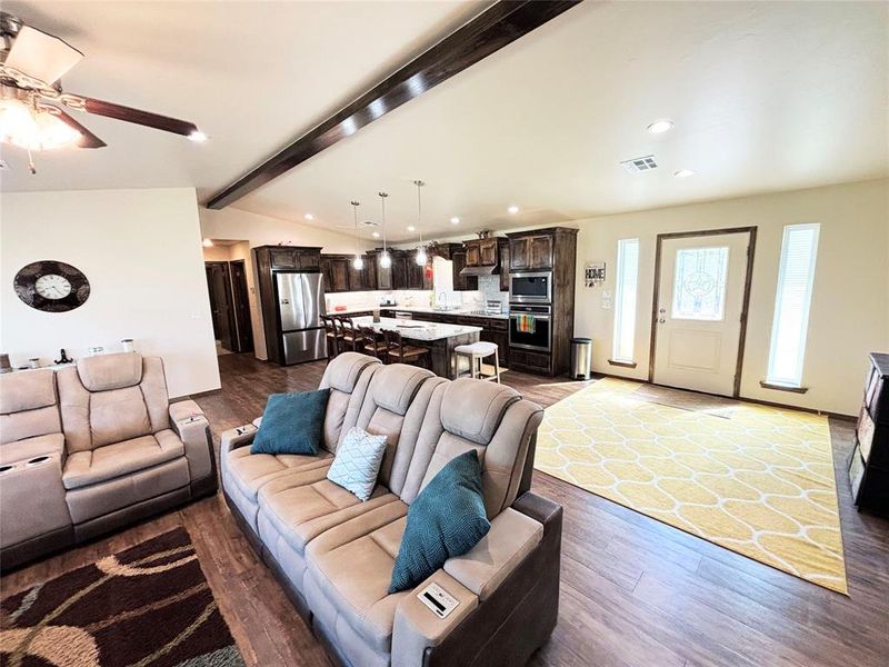 Living room featuring recessed lighting Living room featuring recessed lighting