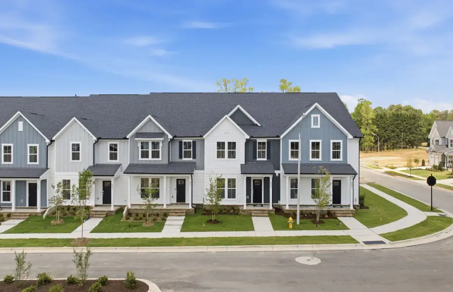 Front exterior of a new home in The Preserve at Marks Creek, Knightdale, NC, highlighting curb appeal (Image 21).