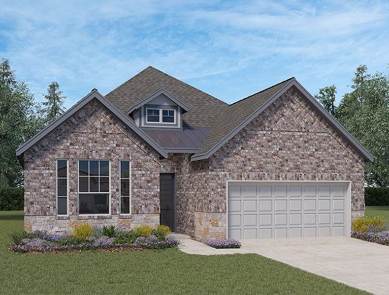 Front exterior of a new home in Artavia, Conroe, TX, highlighting curb appeal (Image 21).
