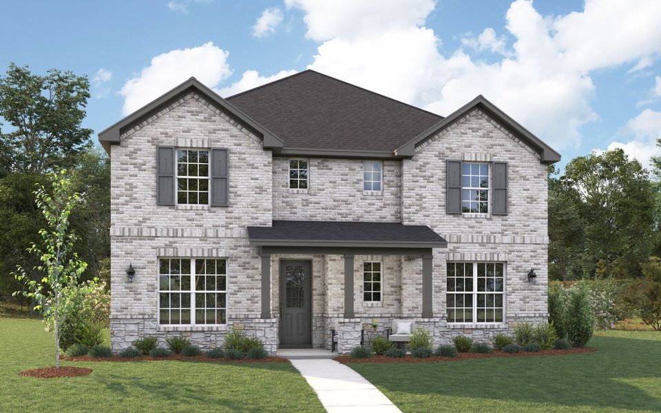 The Rayburn - Traditional with Stone Elevation The Rayburn - Traditional with Stone Elevation