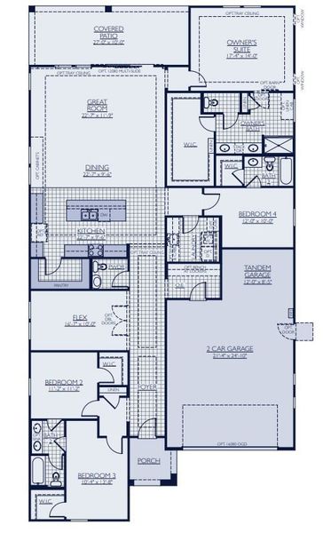 2D floor plan layout for the Juniper by William Ryan Homes in Silver Cross, San Tan Valley, AZ (Image 3). 2D floor plan layout for the Juniper by William Ryan Homes in Silver Cross, San Tan Valley, AZ (Image 3).