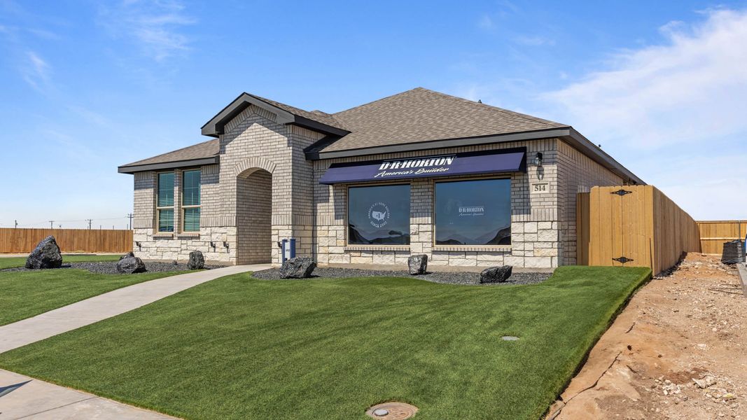 Representative exterior photo of a completed home built from the Lexington by D.R. Horton in Legacy South, Midland, TX (Image 21). Representative exterior photo of a completed home built from the Lexington by D.R. Horton in Legacy South, Midland, TX (Image 21).