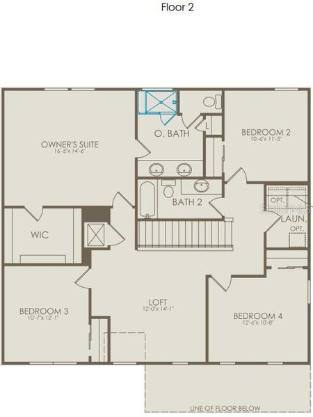 2D floor plan layout of this home in The Landings at Live Oak Lake, St. Cloud, FL (Image 3).