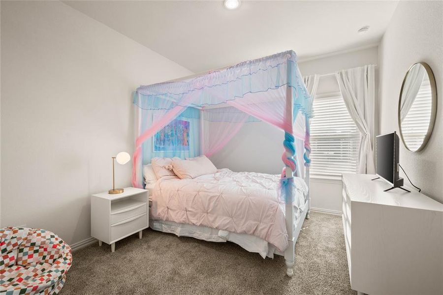 Bedroom with carpet floors