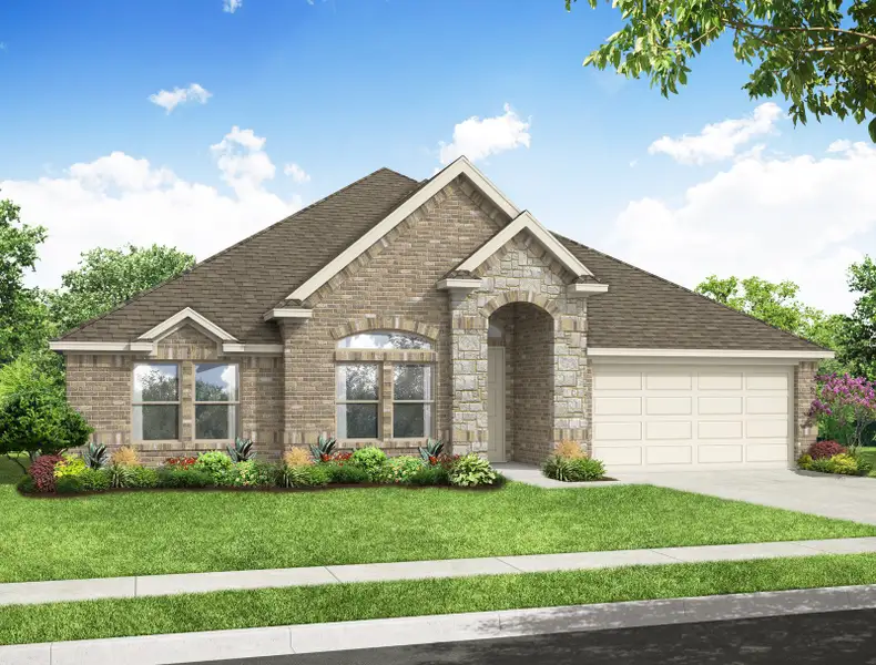 Representative exterior photo of a completed home built from the Balmoral by Impression Homes in Timberbrook, Justin, TX (Image 7).