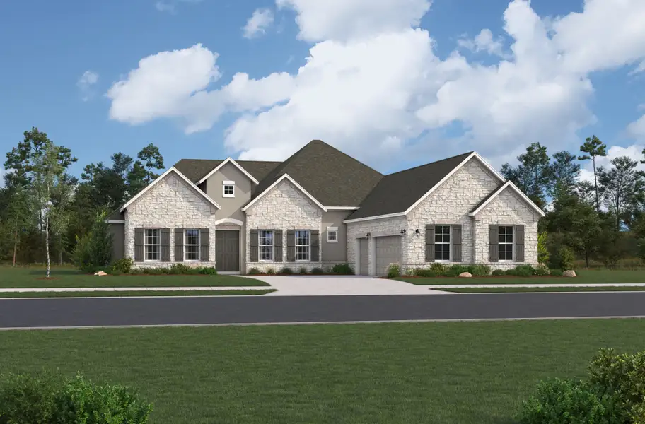 Representative exterior photo of a completed home built from the Turin by Beazer Homes in Highland Estates, San Antonio, TX (Image 2). Representative exterior photo of a completed home built from the Turin by Beazer Homes in Highland Estates, San Antonio, TX (Image 2).