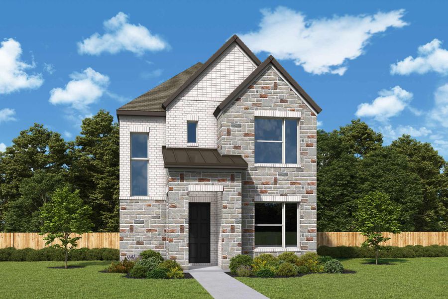 Representative exterior photo of a completed home built from the The Ridgepoint by David Weekley Homes in Trinity Falls, McKinney, TX (Image 19).