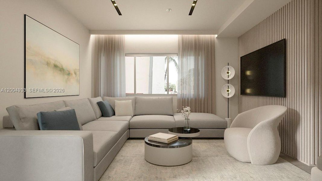 Furnished interior view inside a new home in , Miami Beach (Image 12).