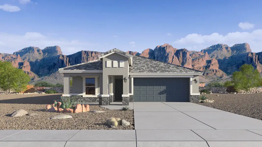 Front exterior of a home in the The Ridge at Stone Butte community, located in Phoenix, AZ (Image 11).