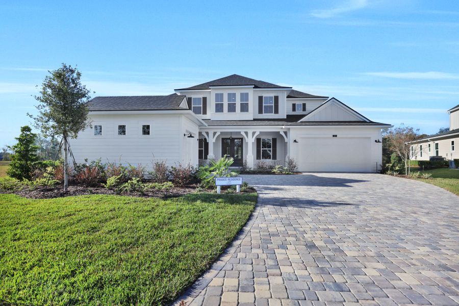 Representative exterior photo of a completed home built from the Seaside by Riverside Homes in Hidden Creek at SilverLeaf, St. Augustine, FL (Image 32). Representative exterior photo of a completed home built from the Seaside by Riverside Homes in Hidden Creek at SilverLeaf, St. Augustine, FL (Image 32).