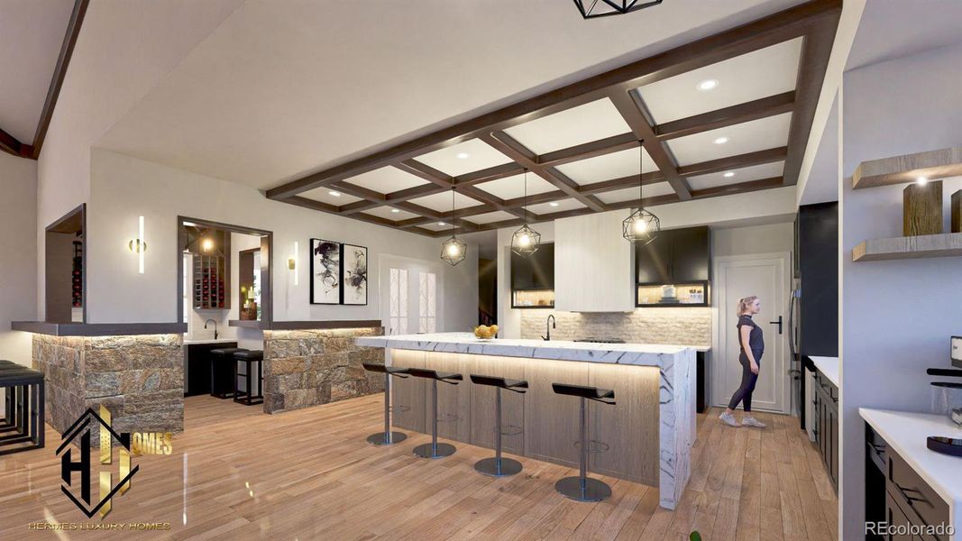 Chefs kitchen with custom waterfall island Chefs kitchen with custom waterfall island