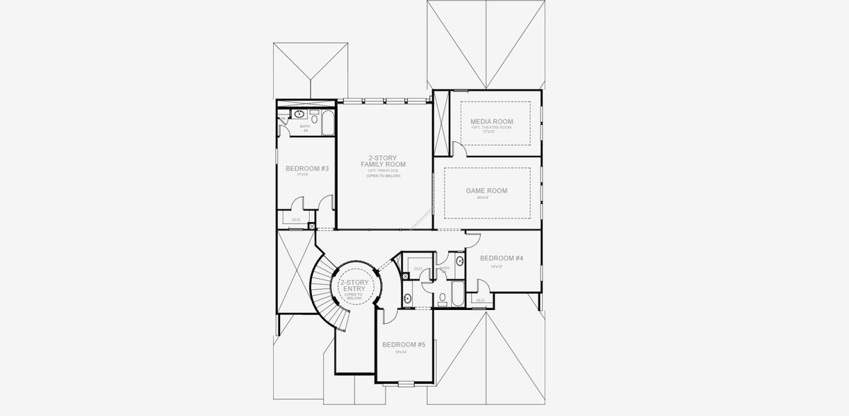 2D floor plan layout for the 4016W by Perry Homes in Ramble, Celina, TX (Image 4).