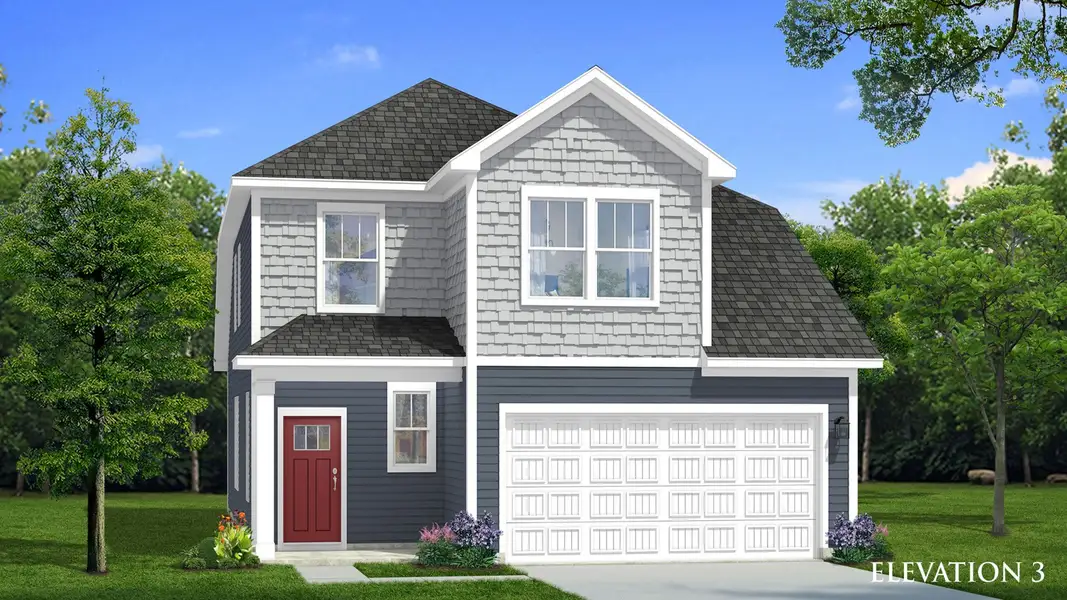 Representative exterior photo of a completed home built from the Freesia by DRB Homes in Oakmont Manor, Oxford, NC (Image 21).