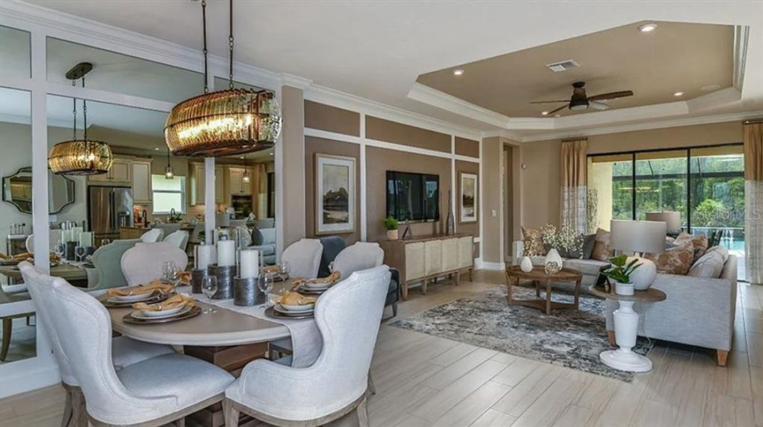 Furnished interior view inside a new home in Esplanade at Wiregrass Ranch, Wesley Chapel (Image 3).