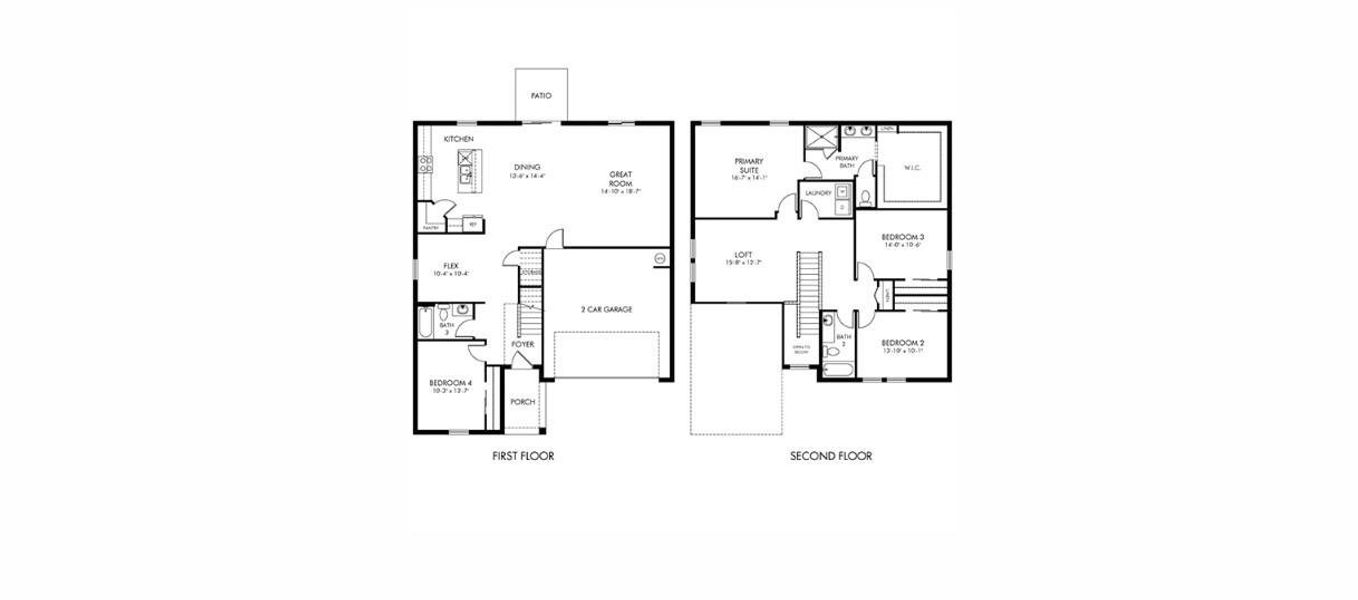 2D floor plan layout of this home in Meritage Homes at Terra Lago - Classic Series, Indiantown, FL (Image 2).