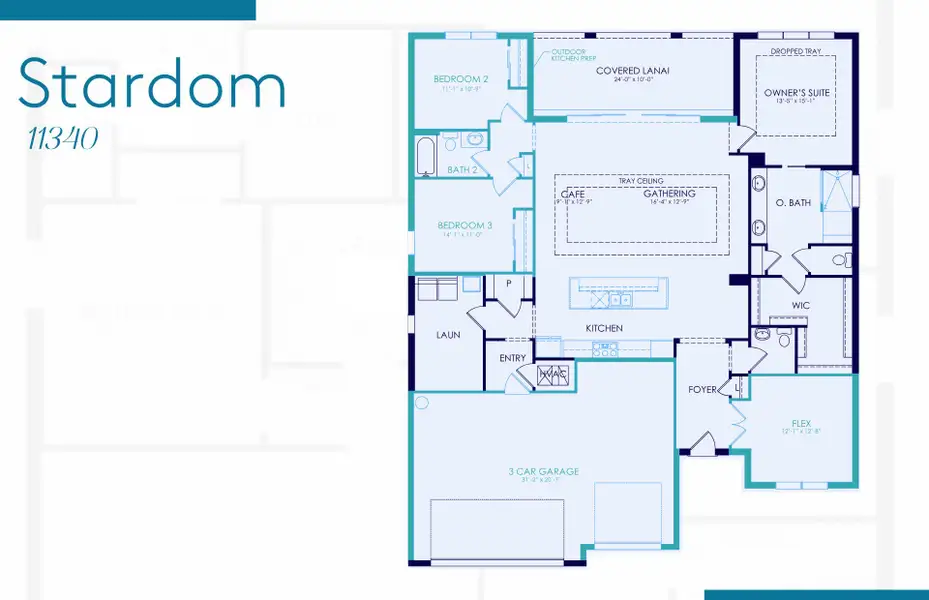 2D floor plan layout of this home in BeachWalk by Manasota Key, Englewood, FL (Image 3).