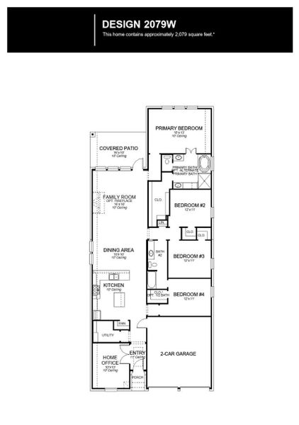 2D floor plan layout of this home in Lariat 45', Liberty Hill, TX (Image 2).