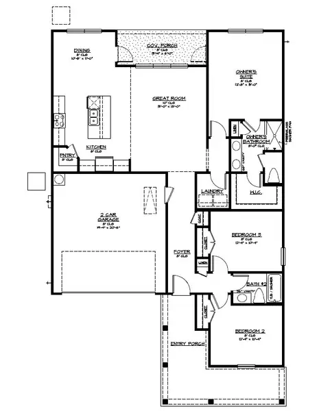 2D floor plan layout for the The Holly by Smith Family Homes in Majestic Oaks, Brunswick, GA (Image 4).