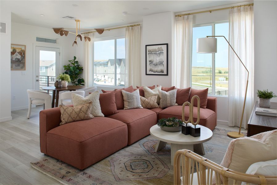 Furnished interior view inside a new home in Lyric at RidgeGate Condos, Lone Tree (Image 10).