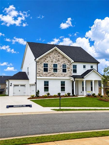 Front exterior of a new home in Westland, Bogart, GA, highlighting curb appeal (Image 2). Front exterior of a new home in Westland, Bogart, GA, highlighting curb appeal (Image 2).
