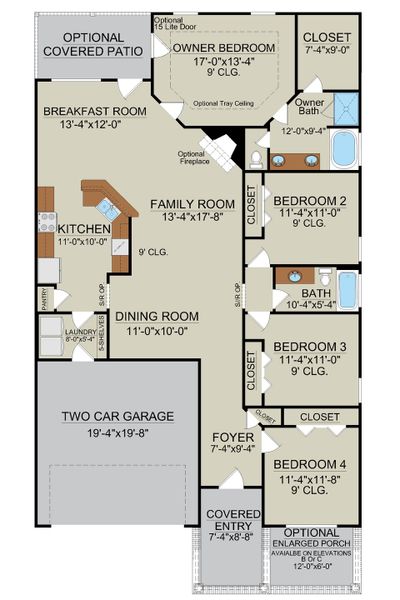 Wassaw Floor Plan Layout | 4 Bedroom Single-Level Home