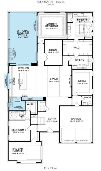 2D floor plan layout for the Brookside by Landon Homes in Fields - Brookside North, Frisco, TX (Image 4). 2D floor plan layout for the Brookside by Landon Homes in Fields - Brookside North, Frisco, TX (Image 4).