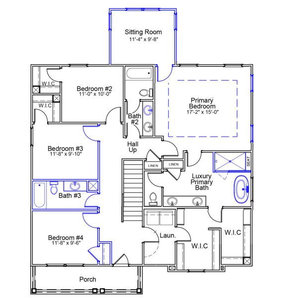 2D floor plan layout of this home in Scotts Hill Village, Wilmington, NC (Image 3).